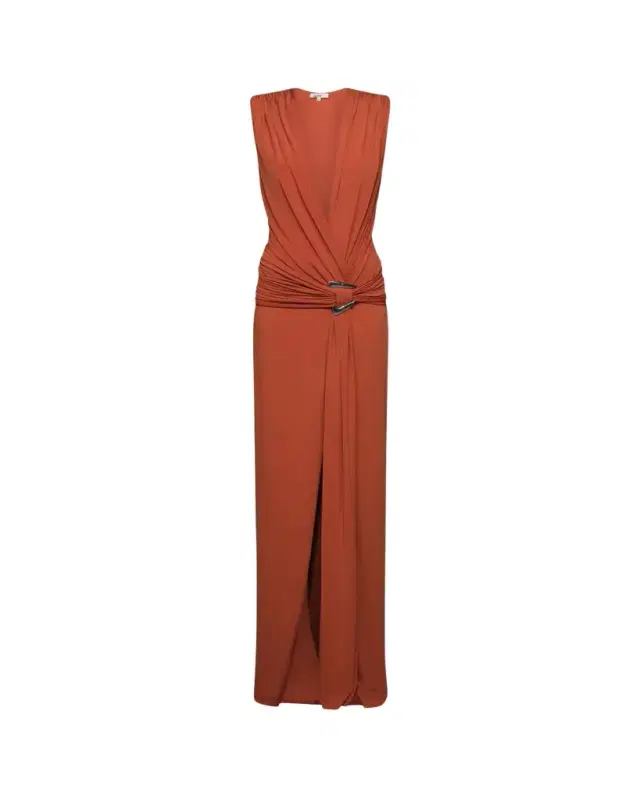 Et Ochs Jil Plunging Draped Column Gown