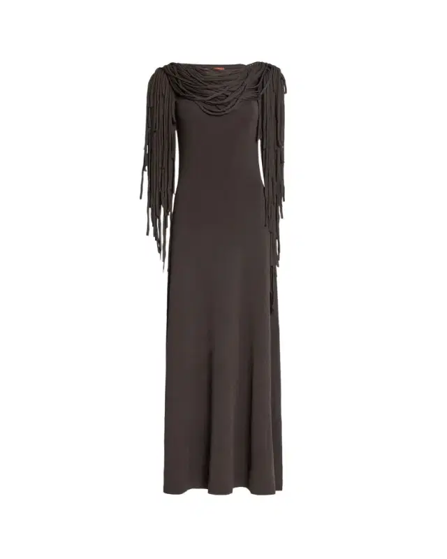 Altuzarra Chaney Fringe Cowl-Neck Gown