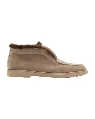 Santoni Fortune Shearling Suede Loafer Booties | Thumbnail 1 Santoni Fortune Shearling Suede Loafer Booties | Thumbnail 1