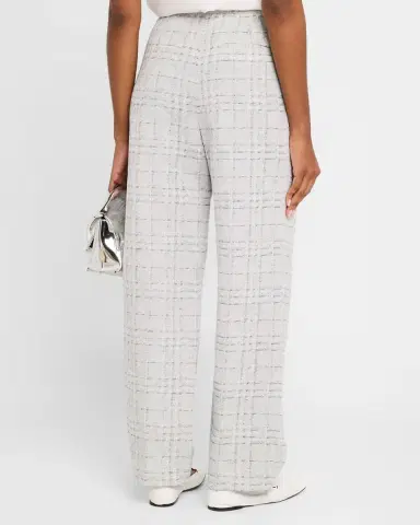 Emporio Armani Pleated Check Cotton-Linen Trousers | Thumbnail 3 Emporio Armani Pleated Check Cotton-Linen Trousers | Thumbnail 3