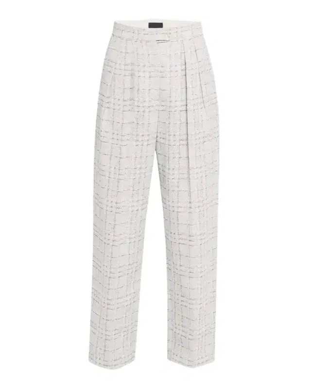 Emporio Armani Pleated Check Cotton-Linen Trousers