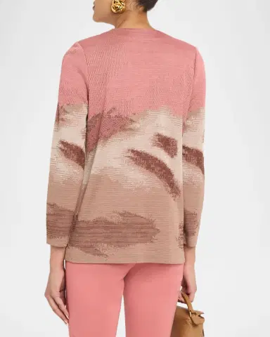 Misook Heritage-Fit Landscape Pattern Knit Jacket | Thumbnail 3