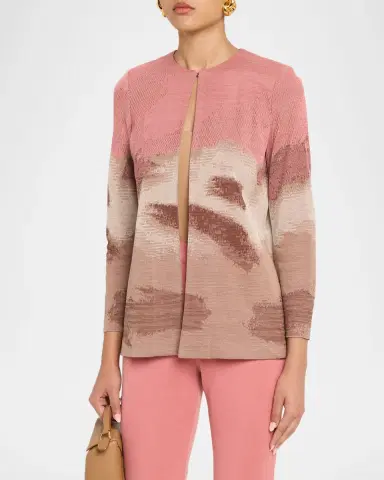 Misook Heritage-Fit Landscape Pattern Knit Jacket | Thumbnail 4