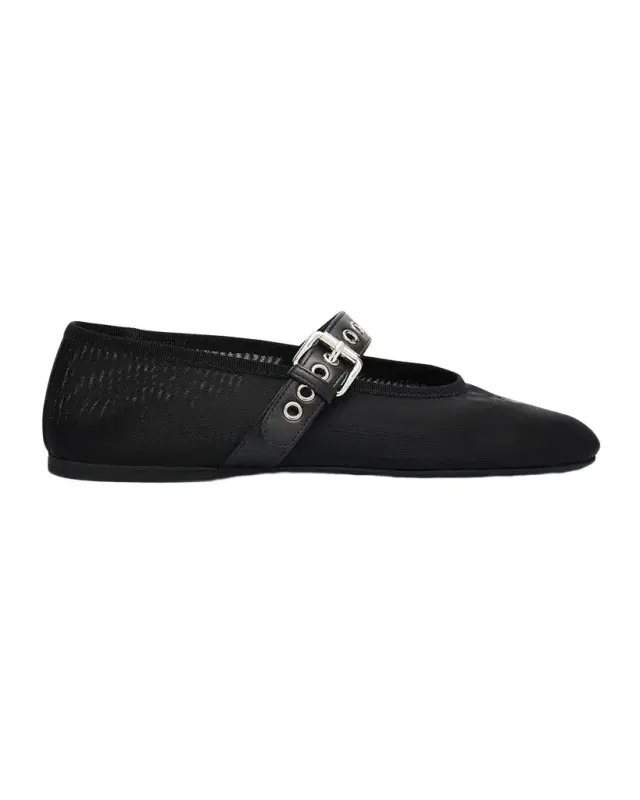 Miu Miu Mesh Buckle Mary-Jane Ballerina Flats