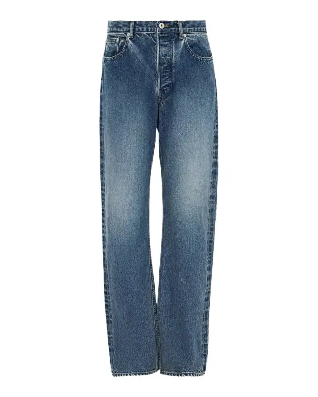 JW Anderson Men 's Blue-Wash Denim Straight Leg Jeans