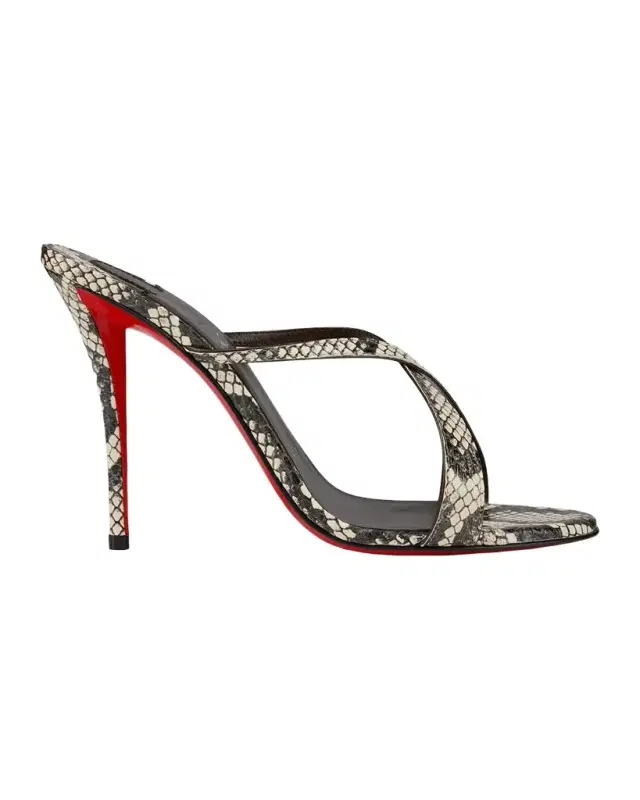 Christian Louboutin 100mm Mulazee Snake Leather Crisscross Sandals
