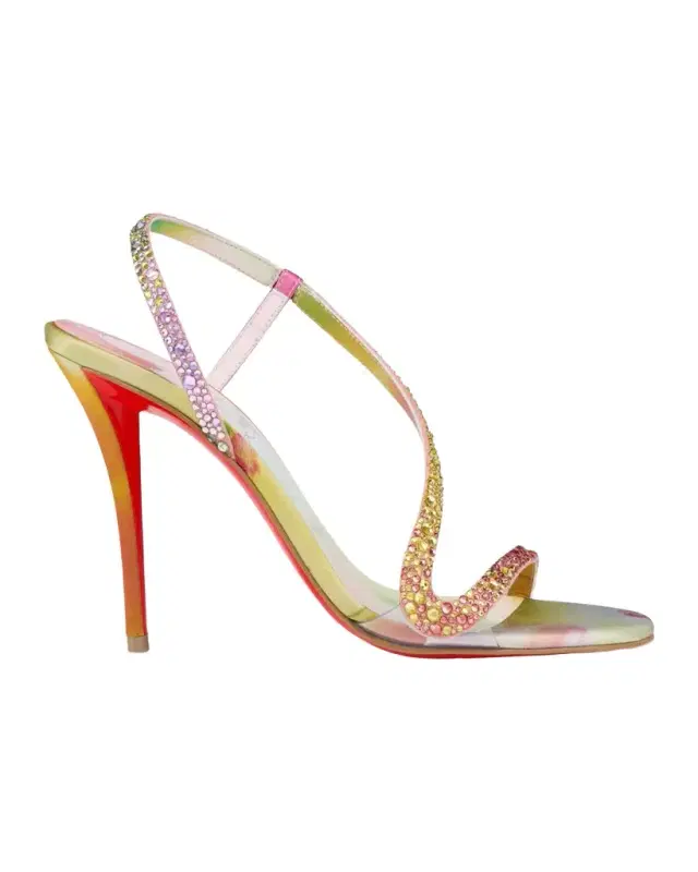 Christian Louboutin 100mm Rosa Z Embellished Floral Satin Sandals