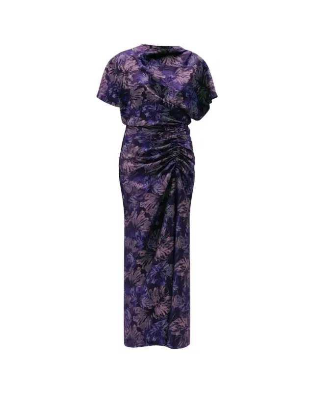 Amsale Ruched Short-Sleeve Column Dress