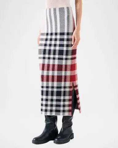 Akris punto Check Knit Midi Tube Skirt | Thumbnail 4 Akris punto Check Knit Midi Tube Skirt | Thumbnail 4