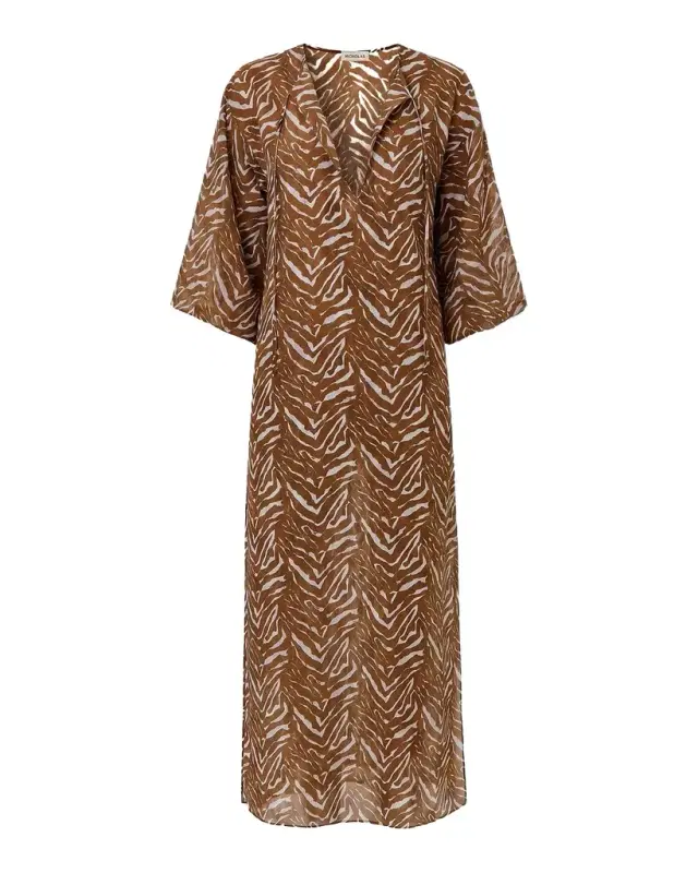 n/nicholas Jovana Cotton Silk Caftan Maxi Dress
