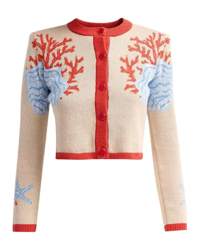 Retrofete Aralyn Coral Seashell Knit Cardigan