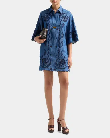 Zimmermann Aster Embroidered Denim Mini Dress | Thumbnail 2 Zimmermann Aster Embroidered Denim Mini Dress | Thumbnail 2