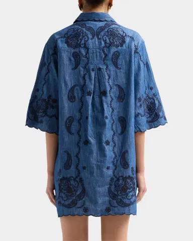 Zimmermann Aster Embroidered Denim Mini Dress | Thumbnail 3 Zimmermann Aster Embroidered Denim Mini Dress | Thumbnail 3