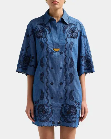 Zimmermann Aster Embroidered Denim Mini Dress | Thumbnail 4 Zimmermann Aster Embroidered Denim Mini Dress | Thumbnail 4