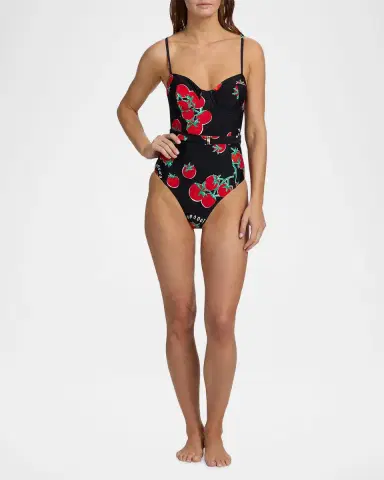 Milly Pomodoro Belted One-Piece Swimsuit | Thumbnail 2 Milly Pomodoro Belted One-Piece Swimsuit | Thumbnail 2