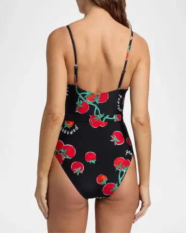 Milly Pomodoro Belted One-Piece Swimsuit | Thumbnail 3 Milly Pomodoro Belted One-Piece Swimsuit | Thumbnail 3