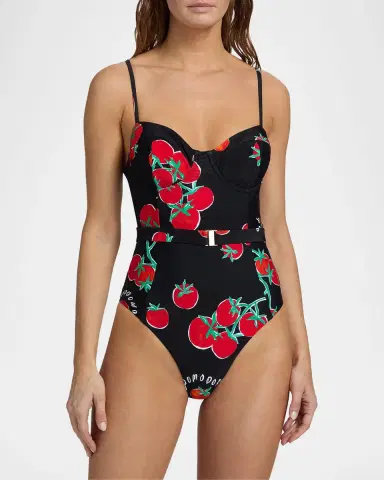Milly Pomodoro Belted One-Piece Swimsuit | Thumbnail 4 Milly Pomodoro Belted One-Piece Swimsuit | Thumbnail 4