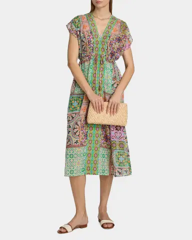 Johnny Was Lanthe Print V-Neck Caftan Dress | Thumbnail 4