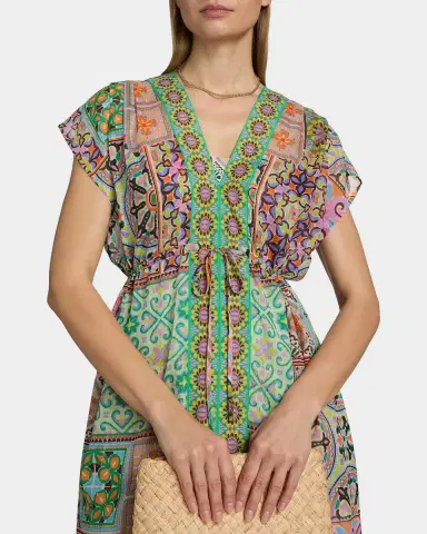 Johnny Was Lanthe Print V-Neck Caftan Dress | Thumbnail 5