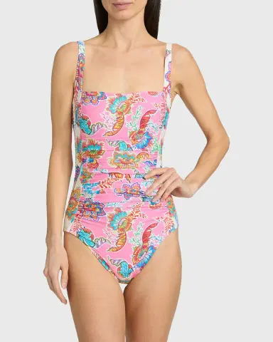 Johnny Was Roisin Marilyn Ruched One-Piece Swimsuit | Thumbnail 4