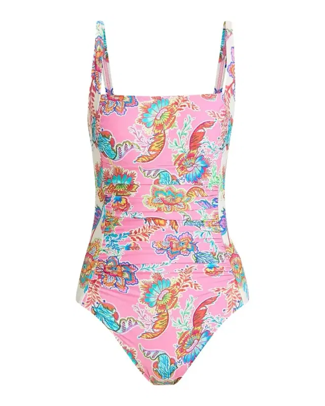 Johnny Was Roisin Marilyn Ruched One-Piece Swimsuit