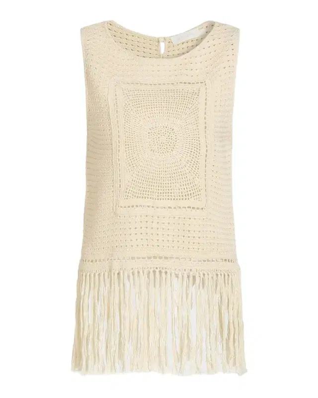 Zimmermann Indra Crochet Cotton Fringe Tank