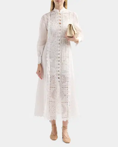 Zimmermann Aster Lace Panel Embroidered Midi Dress | Thumbnail 2