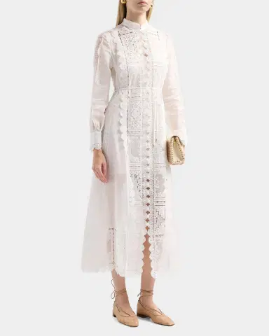 Zimmermann Aster Lace Panel Embroidered Midi Dress | Thumbnail 5