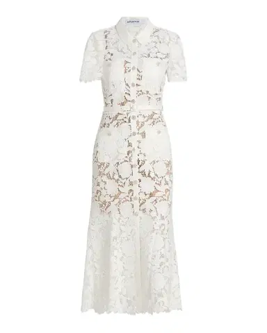 Self-Portrait Tie-Waist Lace A-Line Midi Shirtdress | Thumbnail 1