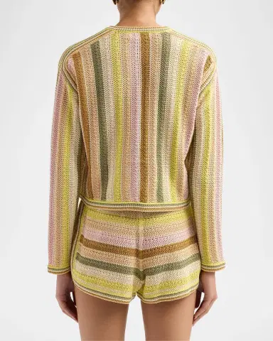 Zimmermann Indra Striped Crochet Cotton Cardigan | Thumbnail 4 Zimmermann Indra Striped Crochet Cotton Cardigan | Thumbnail 4