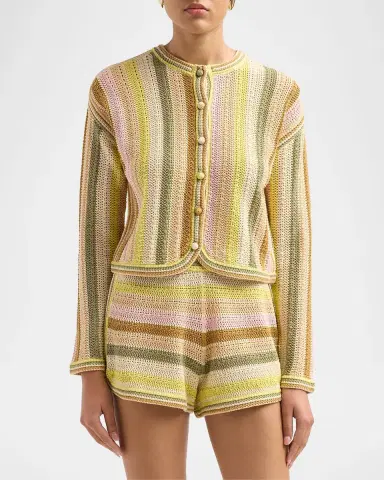 Zimmermann Indra Striped Crochet Cotton Cardigan | Thumbnail 5 Zimmermann Indra Striped Crochet Cotton Cardigan | Thumbnail 5