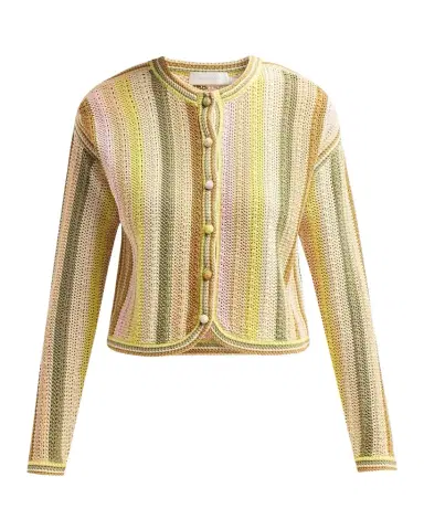 Zimmermann Indra Striped Crochet Cotton Cardigan | Thumbnail 1 Zimmermann Indra Striped Crochet Cotton Cardigan | Thumbnail 1