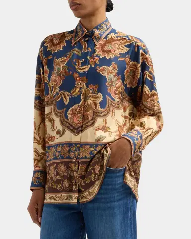 Zimmermann Aster Floral Longline Silk Shirt | Thumbnail 4