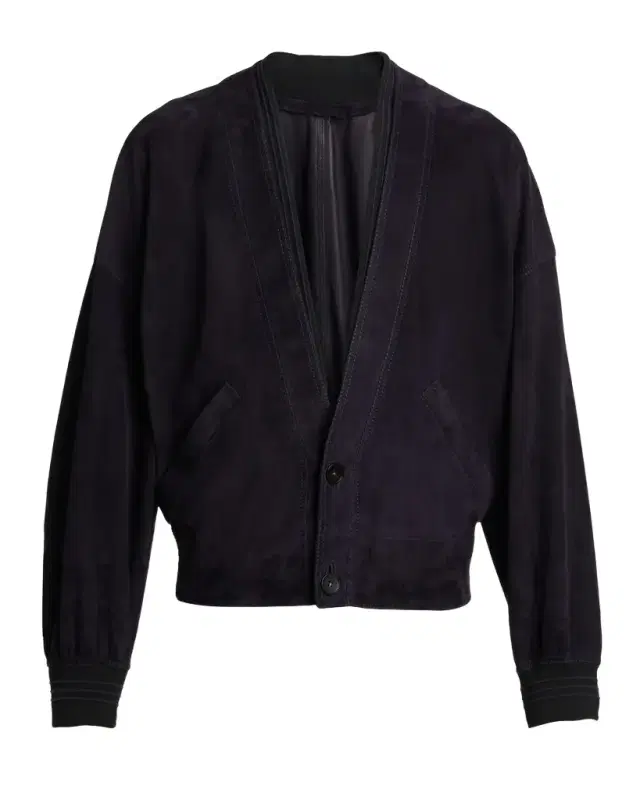 Versace Men 's V-Neck Leather Blouson