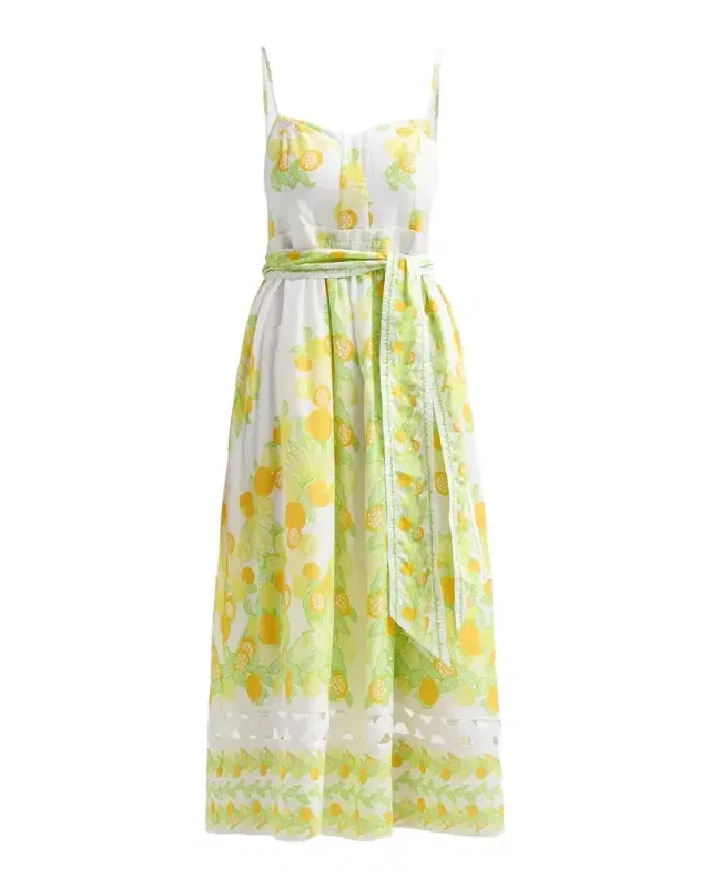 Lilly Pulitzer Katina Printed Cotton Tie-Waist Midi Dress