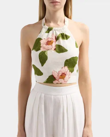 Cara Cara Dahlia Floral Halter Top | Thumbnail 3