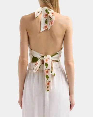 Cara Cara Dahlia Floral Halter Top | Thumbnail 4