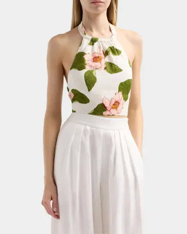 Cara Cara Dahlia Floral Halter Top | Thumbnail 5