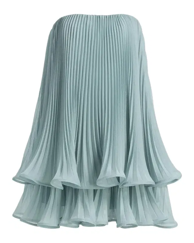 AMUR Dalia Pleated Strapless Babydoll Mini Dress