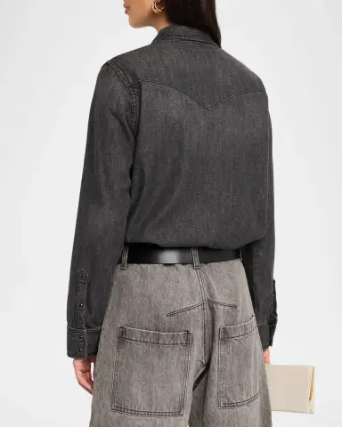 Nili Lotan Travis Denim Western Button-Down Shirt | Thumbnail 3 Nili Lotan Travis Denim Western Button-Down Shirt | Thumbnail 3
