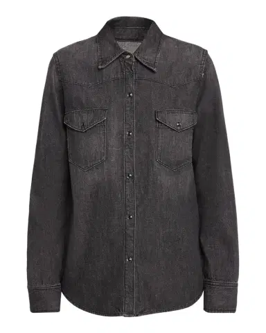 Nili Lotan Travis Denim Western Button-Down Shirt | Thumbnail 1 Nili Lotan Travis Denim Western Button-Down Shirt | Thumbnail 1
