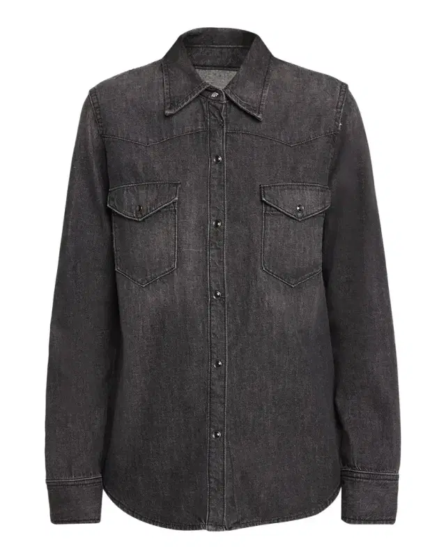 Nili Lotan Travis Denim Western Button-Down Shirt