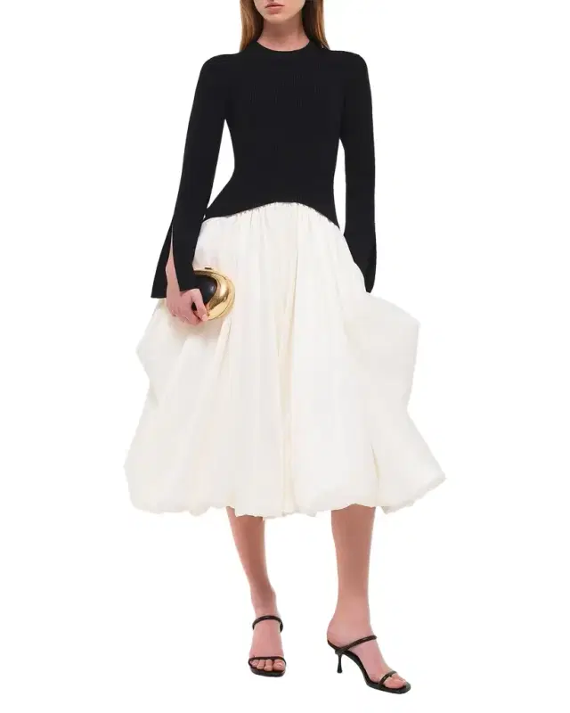 SIMKHAI Kenlie Long-Sleeve Bubble Midi Dress