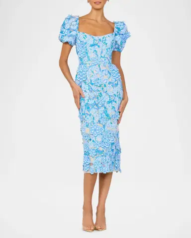 HELSI Exclusive Lucia Embroidered Puff-Sleeve Midi Dress | Thumbnail 2 HELSI Exclusive Lucia Embroidered Puff-Sleeve Midi Dress | Thumbnail 2