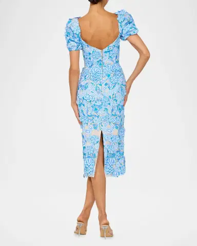 HELSI Exclusive Lucia Embroidered Puff-Sleeve Midi Dress | Thumbnail 3 HELSI Exclusive Lucia Embroidered Puff-Sleeve Midi Dress | Thumbnail 3