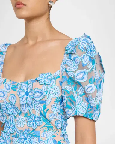 HELSI Exclusive Lucia Embroidered Puff-Sleeve Midi Dress | Thumbnail 5 HELSI Exclusive Lucia Embroidered Puff-Sleeve Midi Dress | Thumbnail 5