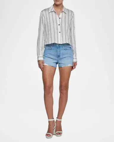 L'AGENCE Cosette Shadow Striped Crop Shirt | Thumbnail 2 L'AGENCE Cosette Shadow Striped Crop Shirt | Thumbnail 2