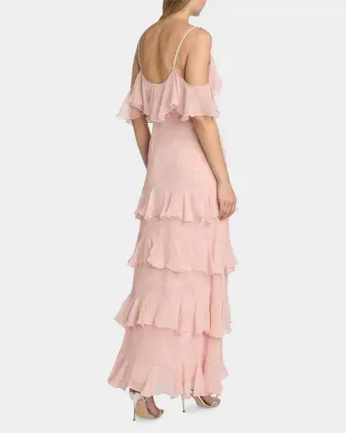 LoveShackFancy Laelia Rose-Print Ruffled Silk Maxi Dress | Thumbnail 3