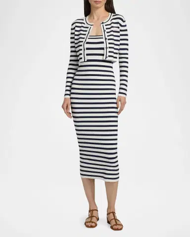LoveShackFancy Avanette Striped Crop Cardigan | Thumbnail 2 LoveShackFancy Avanette Striped Crop Cardigan | Thumbnail 2