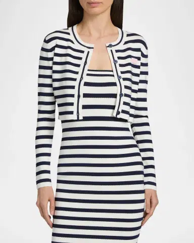 LoveShackFancy Avanette Striped Crop Cardigan | Thumbnail 4 LoveShackFancy Avanette Striped Crop Cardigan | Thumbnail 4